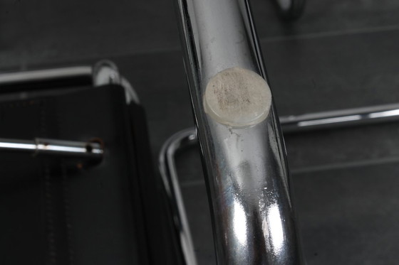 Image 1 of Set van 8 Matteo Grassi MG5 zwarte tuigleren buisframe stoelen