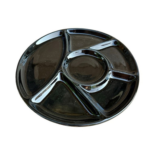10x New black sectioned appetizer plate, Germany 1990s