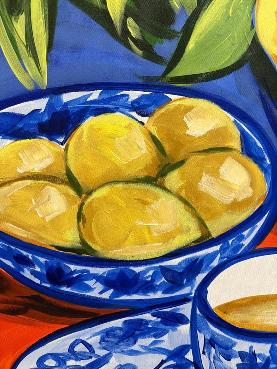 Image 1 of Pintura acrílica del artista E. García "Té de limón" 100x70