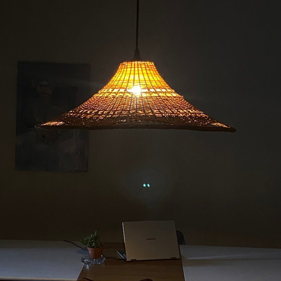 Image 1 of Lampada a sospensione vintage in rattan molto grande