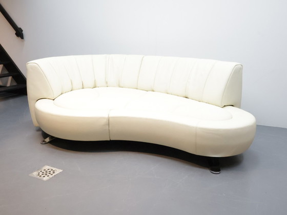 Image 1 of Sofá De Sede DS164 de piel color blanco roto