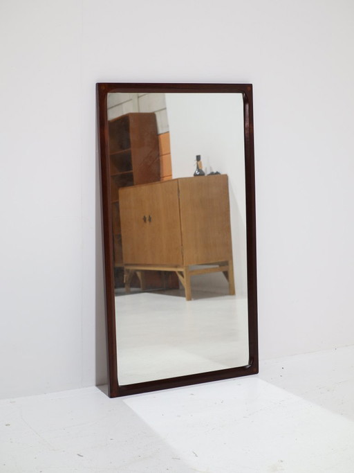 Espejo grande Aksel Kjersgaard de palisandro danés vintage de los años 60 - 2 – spiegels, Glass, Wood