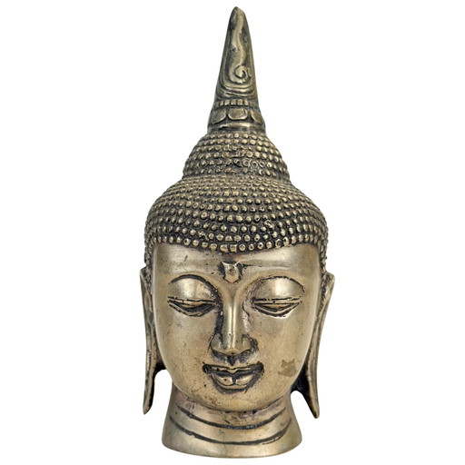 Cabeza de Buda tailandesa de bronce antigua – Siglo XIX
