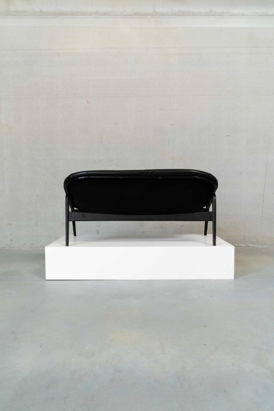 Image 1 of Black vintage leather sofa from the 1960s