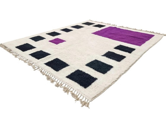 Image 1 of Alfombra marroquí color blanco hueso con motivos geométricos, 200 cm x 300 cm