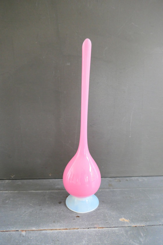 Image 1 of Vintage Opaline Vase Pink White