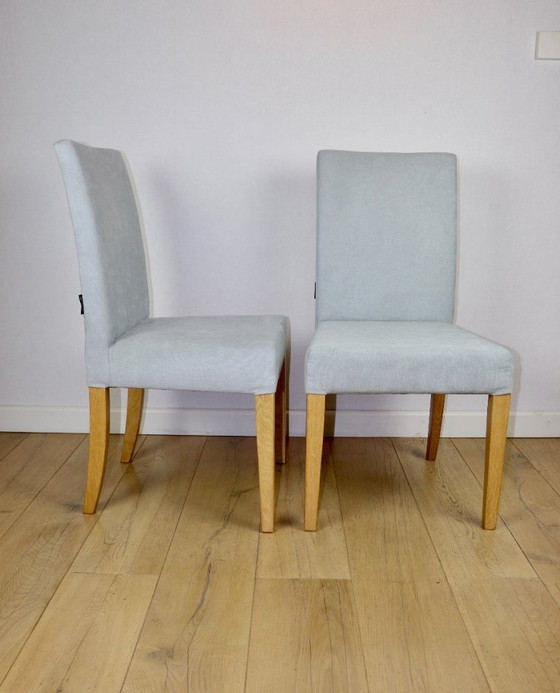 Sedie in Rovere Ikea Ristrutturate Vintage Blu-Celadon-Grigio - 2 Pezzi - Set – Axel Concept, Sedie da pranzo (photo 2 of 12)
