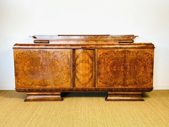Image 1 of Sideboard im Art-Deco-Stil aus Nussbaummaserholz, Frankreich, 1930