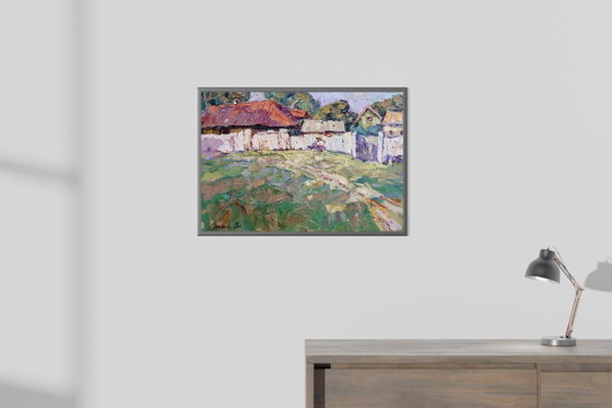 Pintura al Óleo Original Paisaje Rural Vida de Pueblo Verano Campo Día Soleado – Pinturas y dibujos, Canvas (photo 2 of 11)