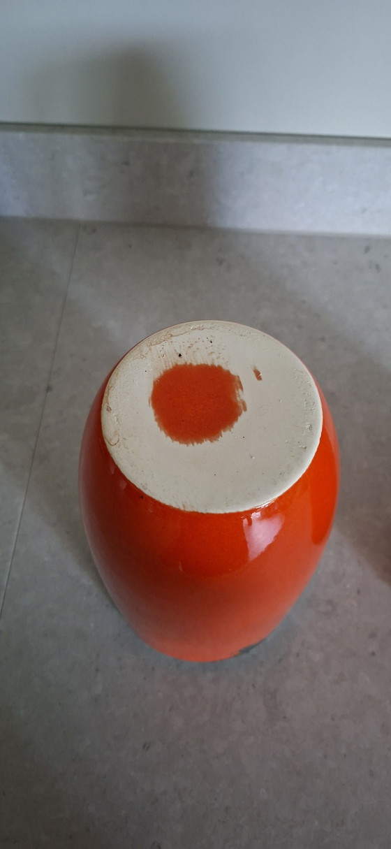 Mid-Century Space Age Vases Orange/Black – Fat Lava Style – Ceramic (photo 4 of 7)