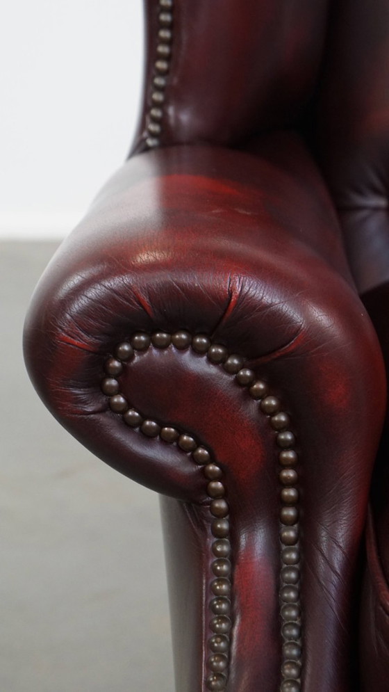 Image 1 of Sedia chesterfield inglese in pelle di manzo con ampia seduta