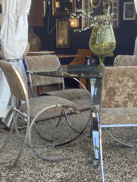 Image 1 of Conjunto de cinco sillas cromadas de Boris Tabacoff para Maison Christophe, circa 1970