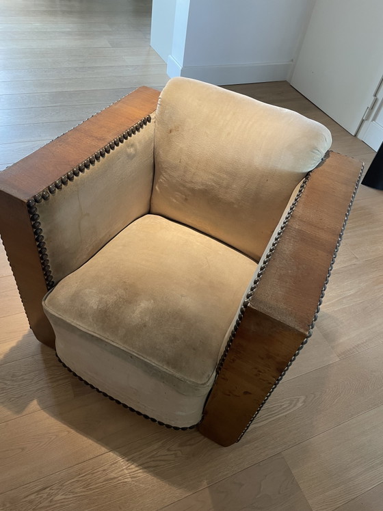 Poltrona Art Déco, anni '60 – Poltrone, Velvet, Wood (photo 2 of 8)