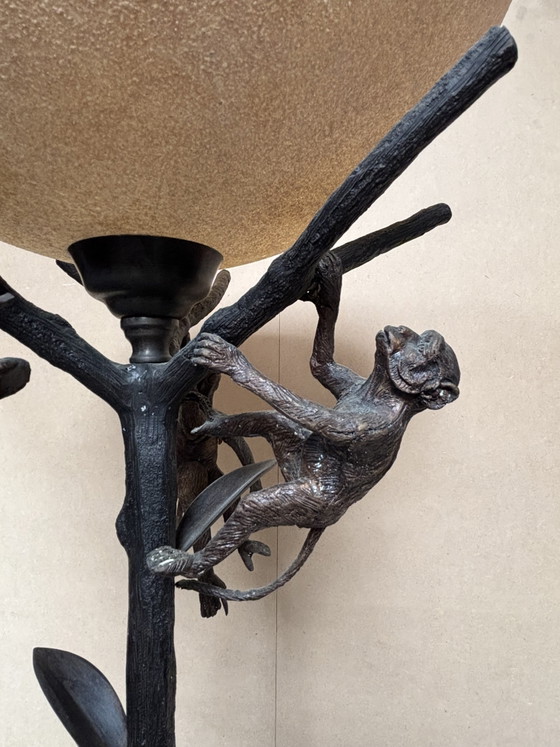 Image 1 of Lampe italienne de style Hollywood Regency, inspirée de Maitland-Smith/style safari/lampe artisanale en bronze coulé.
