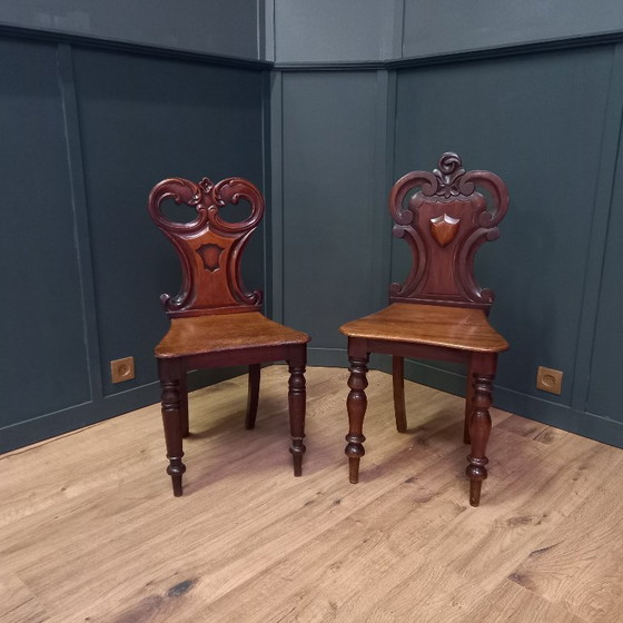 Image 1 of Set of English Georgian hall chairs