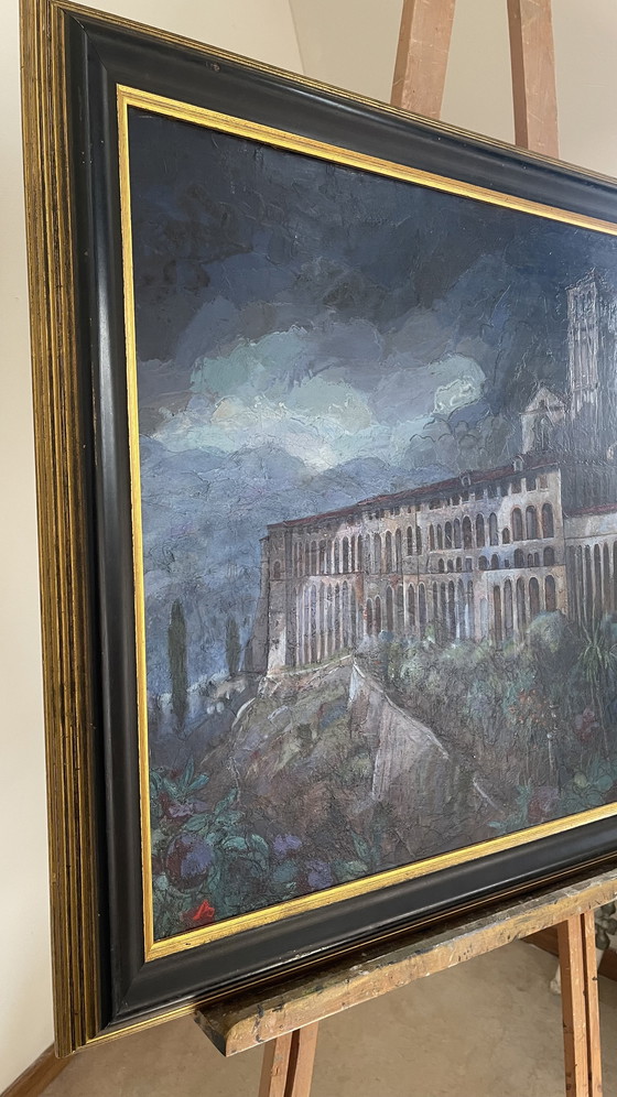 Image 1 of Monumental Cityscape of Assisi – Hand-Painted Oil