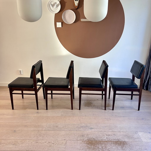 Vintage Topform eetkamerstoelen teak/skai set van 4