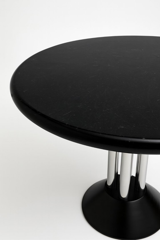 Image 1 of Black Postmodern Side Table with Chrome Base, 1970s–1980s		