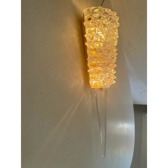 Image 1 of Een paar Art Deco Rostrato wandlampen in Barovier-stijl met helder Italiaans Muranoglas