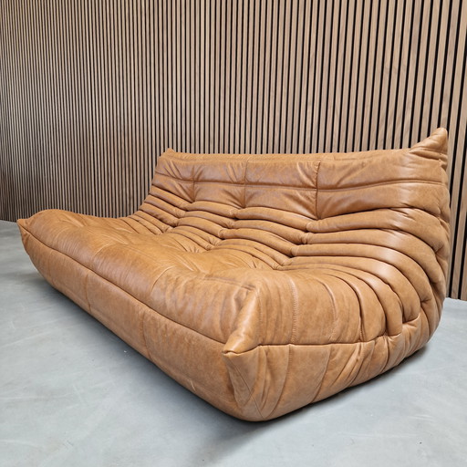 Ligne Roset Togo - Natural Leather Cognac Three Seater