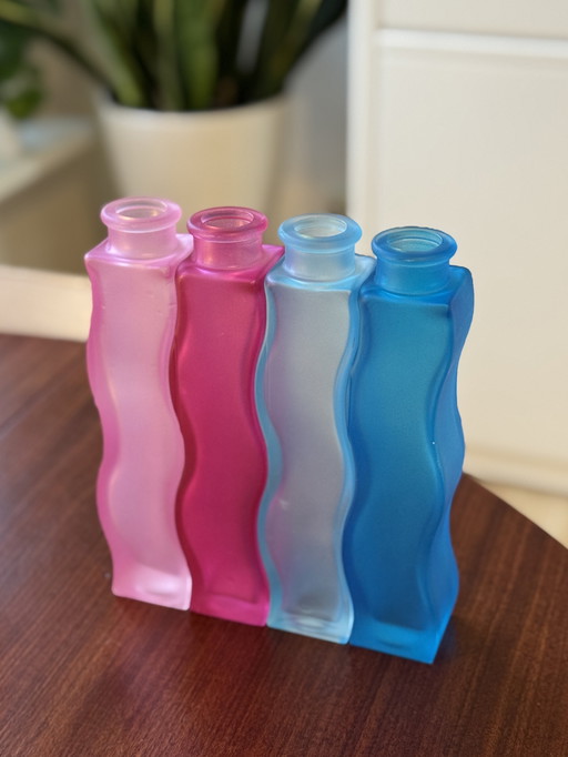 Vintage IKEA Skamt Squiggle Zigzag Vasen – 4er-Set – 90er-Jahre-Design