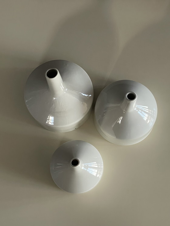 Image 1 of Vintage Design Set: Rare Ceramic Lab Funnels - Brutalist Art Objects From Europe
