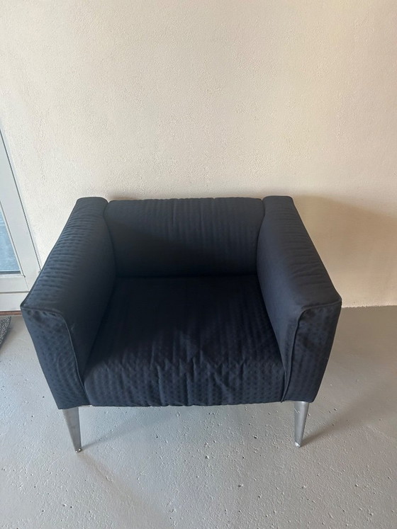 Image 1 of 2x Arper Sean Lounge Armchairs - Dark Blue