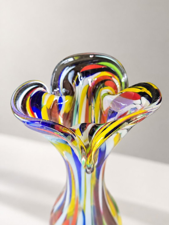 1x Mid-Century Murano-stijl Spatter Glass Vaas – Jaren 60/70 – 26 cm – Glaskunst (photo 3 of 11)