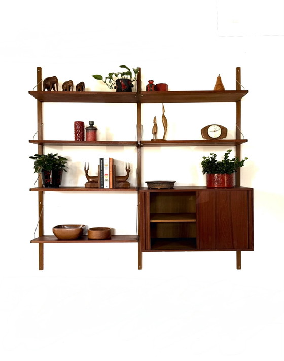 Image 1 of Sistema di pareti modulari danesi vintage in teak anni '60