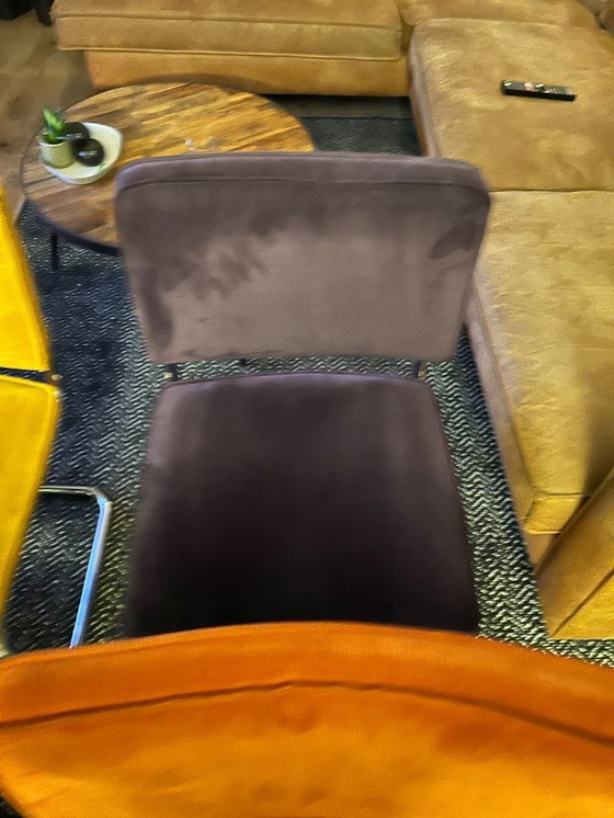 Image 1 of 6 sedie in tessuto a coste con struttura tubolare cromata