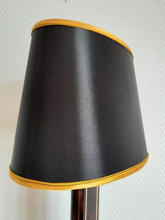 Image 1 of Black and gold Hollywood Regency tortoiseshell lamp