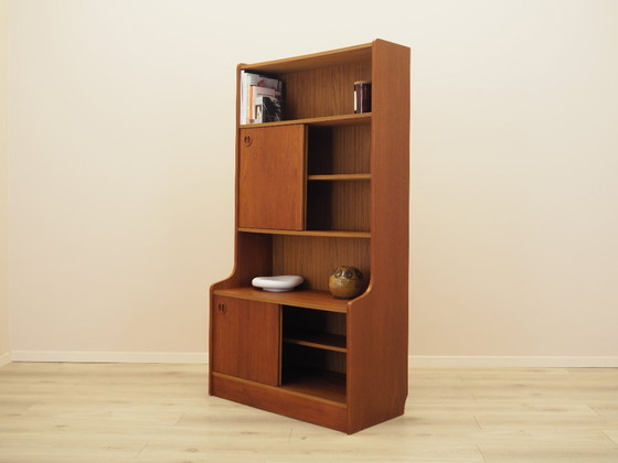 Libreria danese impiallacciata in teak con ante scorrevoli, anni '70, Librerie, Legno, Marrone (foto 5 di 15)