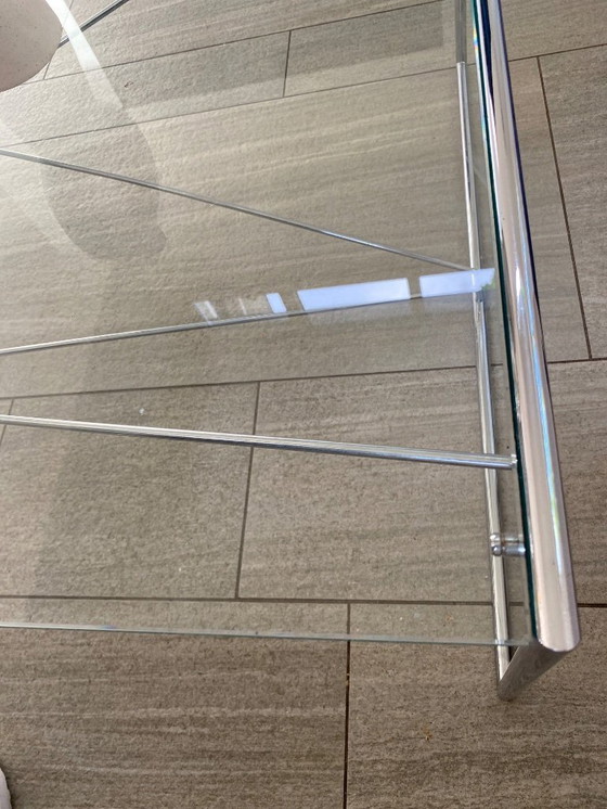 Image 1 of Tavolino da caffè vintage in vetro con base cromata