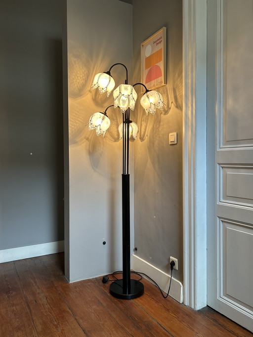 Vintage Hollywood Regency Tulip Lotus Stehlampe - '70s