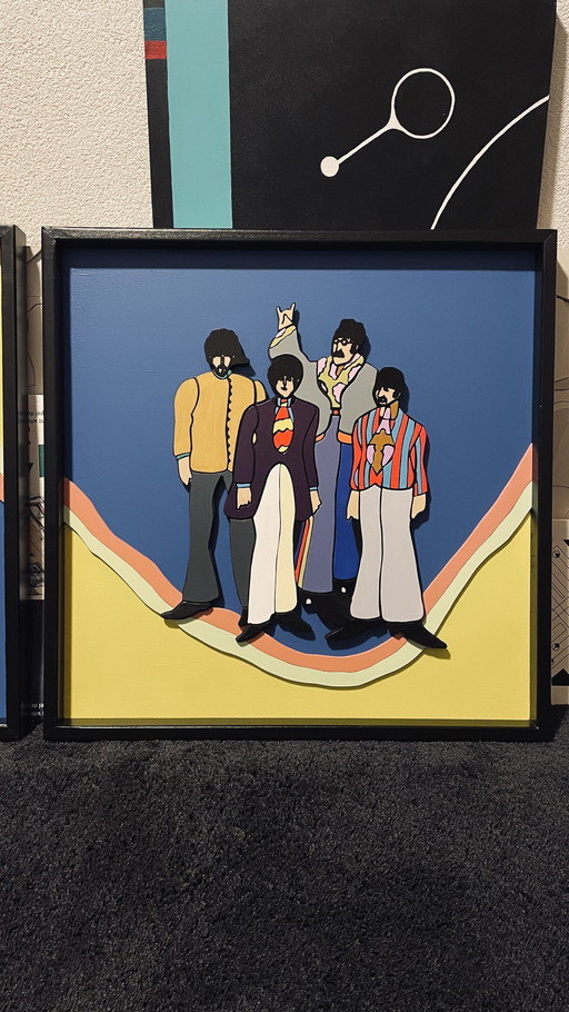 3D houten tweeluik ‘The Beatles - Yellow Submarine’