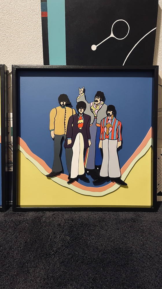 Image 1 of 3D wooden dyptich ‘The Beatles - Yellow Submarine’