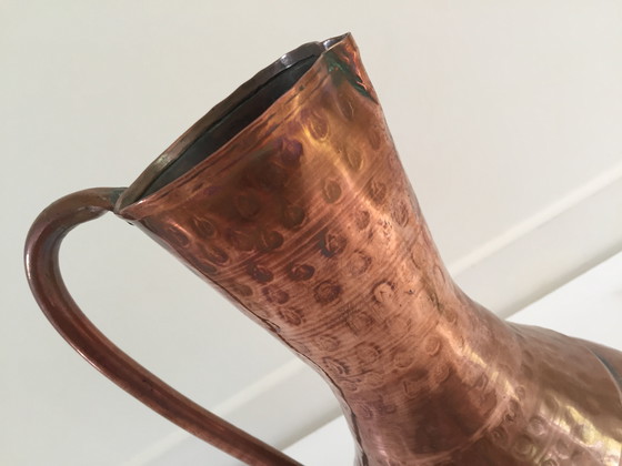 Image 1 of Hammered Copper Pitcher Vase France