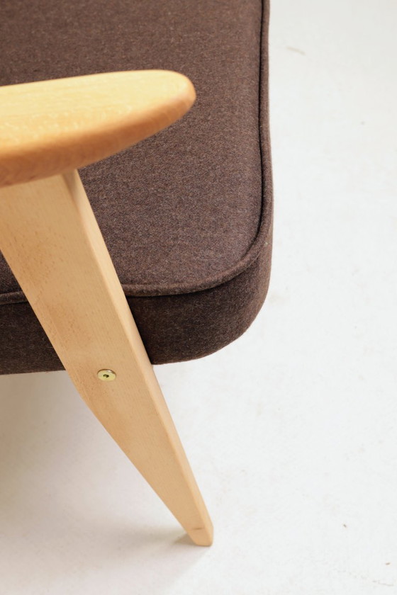 Image 1 of Lounge Chair Retro Style Cacao Wool Upholstery Natural beech wood