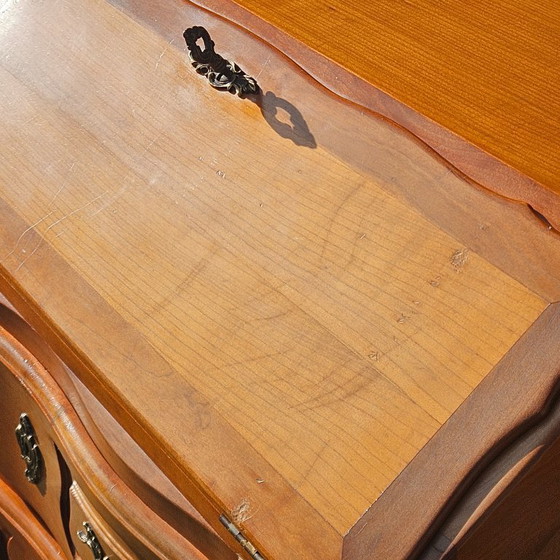 Image 1 of Vintage secretair bureau/kantoorkast/ladekast van kersenhout in Louis XV-stijl - jaren 80