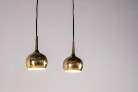 Image 1 of 2x Hans Agne Jakobsson Brass Pendant Lamp, 1960s Sweden