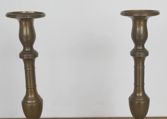 Image 1 of Candelabros, juego de 2, antiguos, de finales del siglo XIX, de latón.