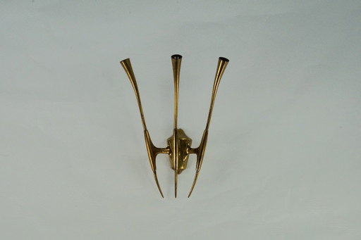 Single Brass Wall Sconce by Oscar Torlasco for Lumi Milano, Italy 1950s