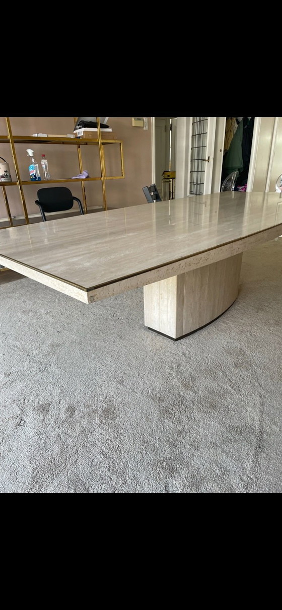 Image 1 of Willy Rizzo per Jean Charles Tavolo da pranzo in travertino