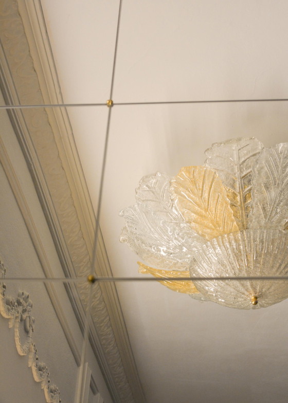Grand Lustre Plafonnier en Verre de Murano Feuilles, Ambre Clair, Italien, Années 1970 – Metal, Murano Glass (photo 5 of 10)