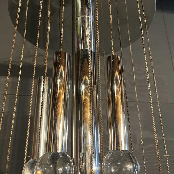 Image 1 of Sciolari Kronleuchter aus der Mitte des 20. Jahrhunderts, aus Chrom und Glas
