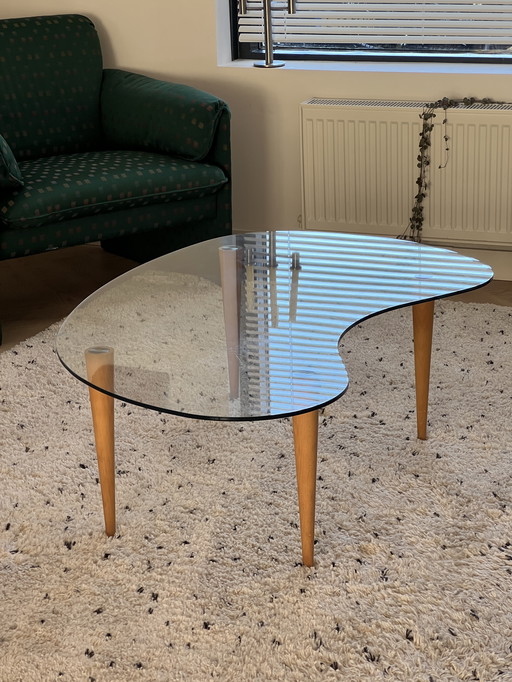 Vintage Italian Kidney-Shaped Glass Coffee Table