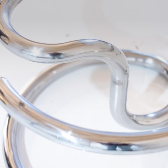 Image 1 of 1x Tavolino Cobra di Giotto Stoppino, metallo cromato e vetro fumé