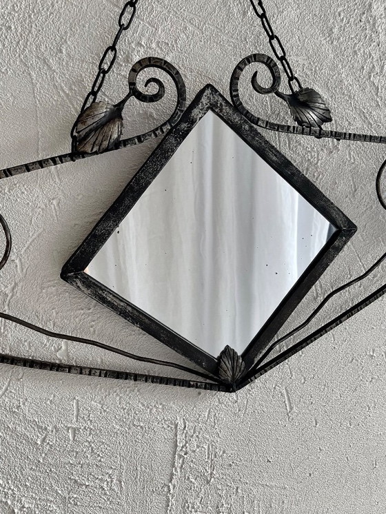 Image 1 of Espejo de hierro forjado Art Déco francés, década de 1930