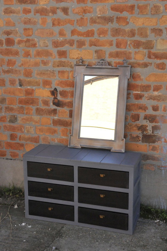 Handcrafted Pine Chest of Drawers in Black & Grey Finish – Modern (photo 6 of 6)