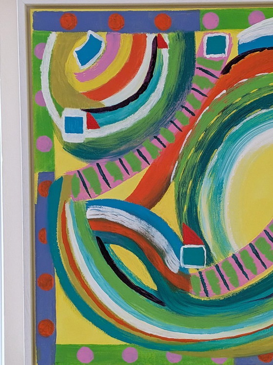 Image 1 of Nigel Waters St Ives Licht und Farbe 2 Acrylgemälde auf Leinwand gerahmt 53x53cm